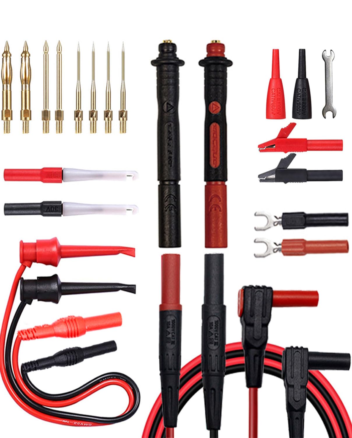 Multimeter Leads Kit, 3.94 Ft Silicone Lead,25-Piece Back Probe Kit