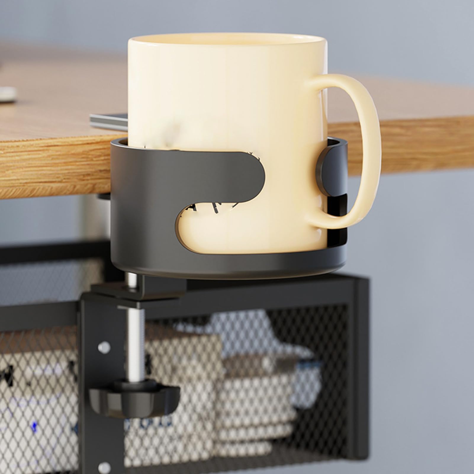 Generisch Under Desk Organizer, Storage Drawer, Rotating Stationery Shelf, Built-In Cup Holder, Ideal for Space Saving Desk Solution, 10.31x7.68x2.95 pulgadas, Black Color, 1 Set