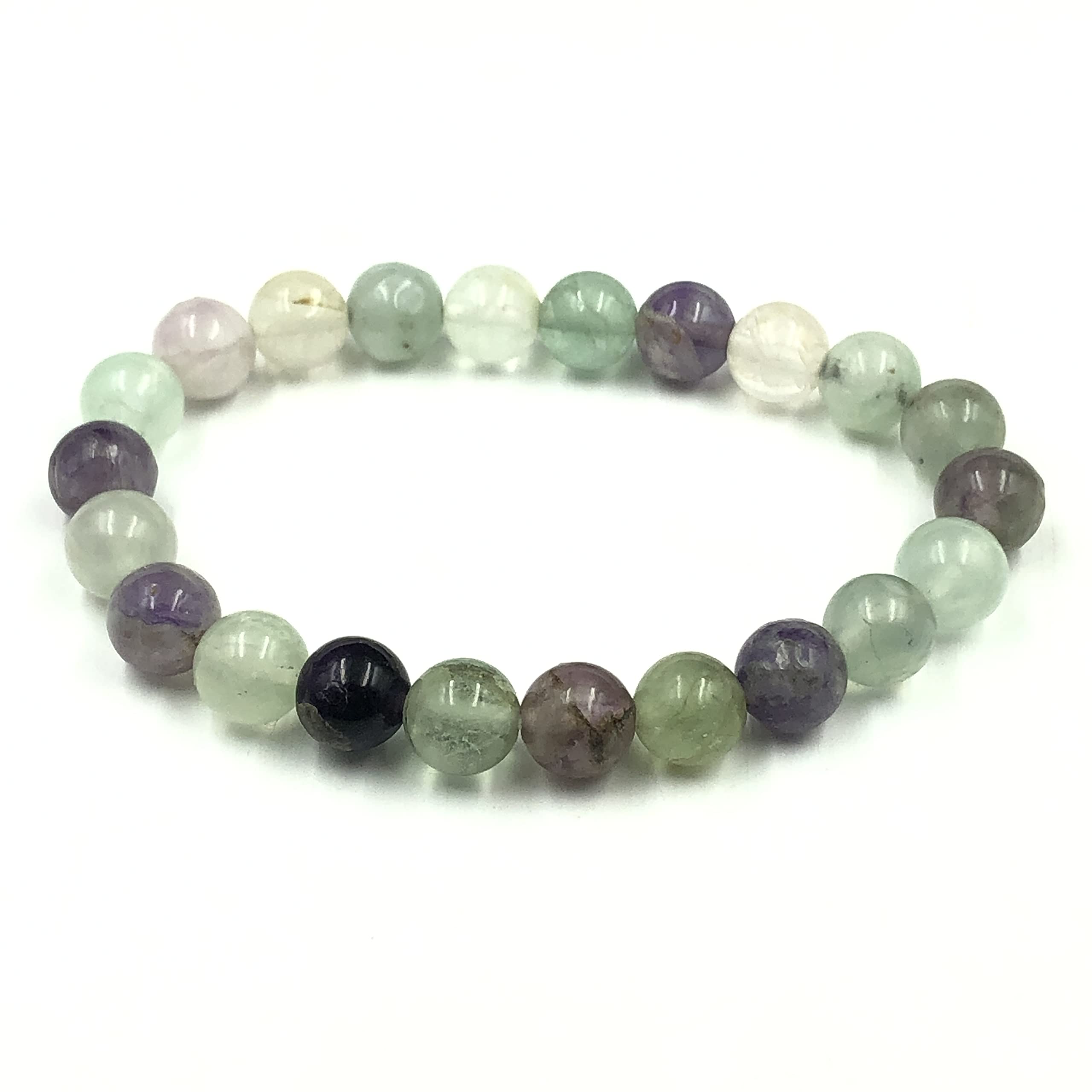 Natural Multi Fluorite Gemstone 8mm Plain Round Beaded Stretch Bracelet For Girls Women & Men, Chakra Bracelet, Healing Bracelet, Beads Bracelet For Gift ( RBB-32)
