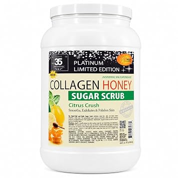 SPA REDI Citrus Crush Body Sugar Scrub Granulated Sucrose Exfoliant with Hydrolyzed Collagen, Argan Oil & Honey | Salon Backbar & At-Home Use | Made in USA | 1 Gallon