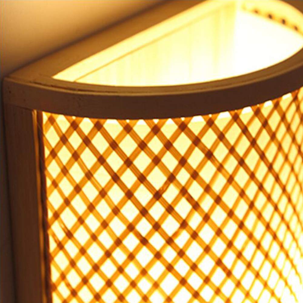 Natürliche Bambus Rattan Wandleuchte Holzschirm E27 Wandlampe