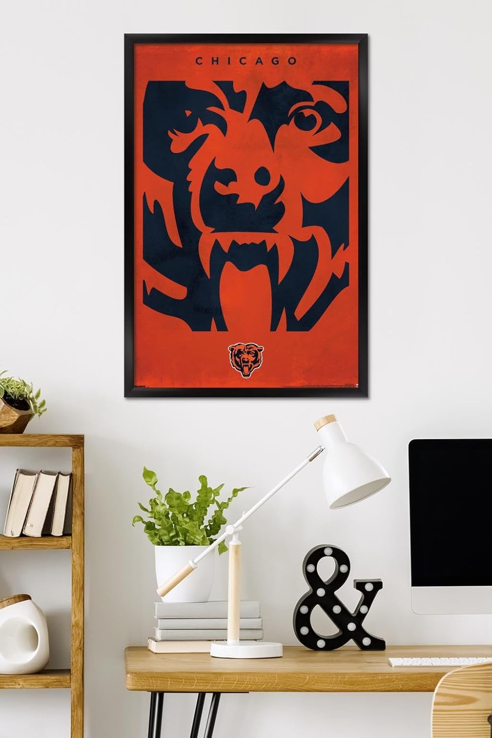 Trends International NFL Chicago Bears - Logo 25 Wall Poster, 34L x 22.4W, Black Framed Version