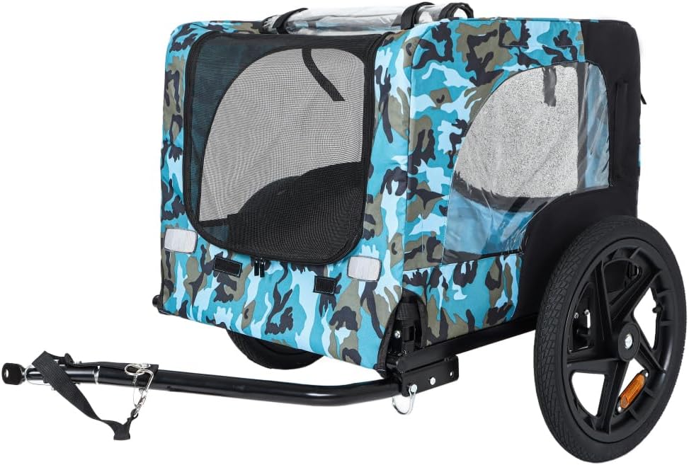 Heavy Duty Foldable Pet Bike Trailer with All-Terrain Wheels and Waterproof Canopy - Universal Fit for Dogs and Cargo