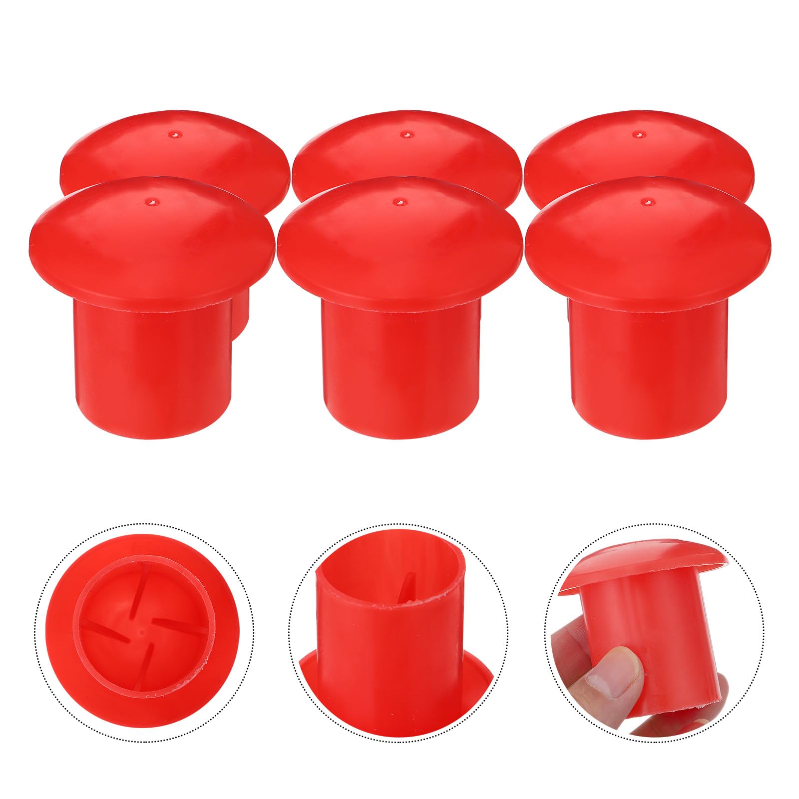 Tapas Protectoras de Plástico Rojo Alta Visibilidad y Resistencia Compresión 30 Forma de Hongo para Varillas de Refuerzo para Construcción Segura