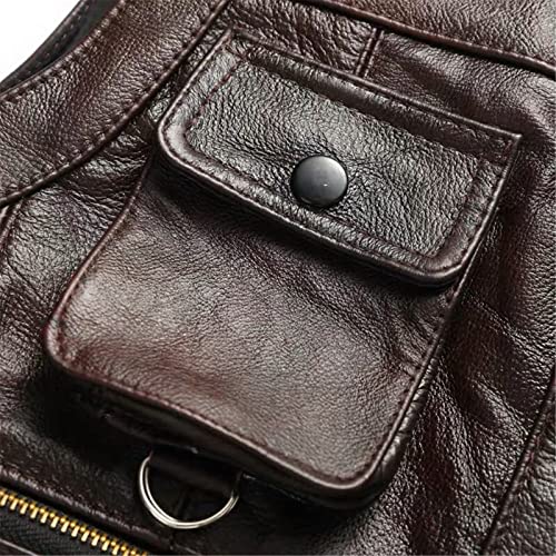 Chaleco marrón para hombre multibolsillo con cremallera frontal reforzada 4