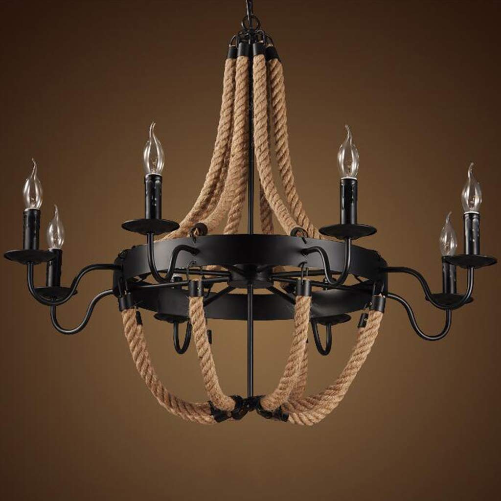 Vintage-Seil Retro Hanfseil E14 Pendelleuchte Antik Hängeleuchten Loft Rustikale Industrie Pendellampe Höhenverstellbar Esstisch Kronleuchter Küche Wohnzimmer Bar Cafe Deckenleuchte Lampen,8 heads