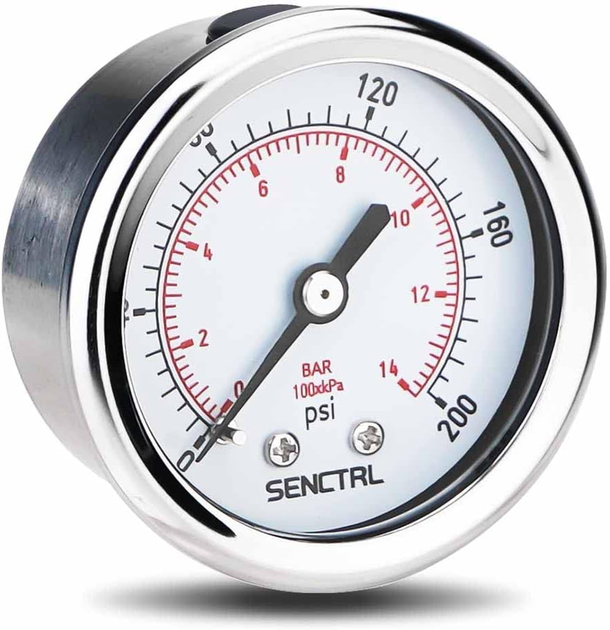 SENCTRL 30inHg Vacuum Pressure Gauge, 2" Dial, 1/4 NPT Lower Mount, Waterproof, Stainless Steel Case, for Tube Tester, HVAC, Pneumatic Air Compressor, Hand Pump, Valve Test