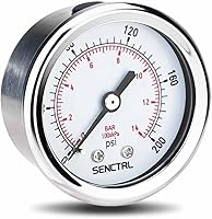 Vista 10 de SENCTRL Manómetro sin plomo de 100 psi, esfera de 2 pulgadas, montaje inferior 1/4 NPT, impermeable, caja de acero inoxidable, para tanque de agua