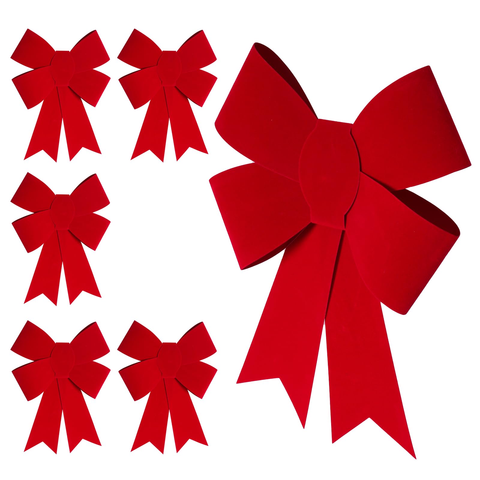 Heliltd 6pcs Large Red Christmas Bows 8.66x11.81 inches Velvet Bows for Christmas Tree PVC Christmas Tree Bows for Holiday Decorations Wreaths Trees Doors Porch Indoor Outdoor Reusable Festive Decor