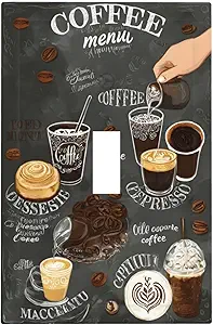 Decorative Light Switch Cover Plate Retro Coffee Cup Bean 1 Gang Wall Plate Oversized Single Toggle Wall Cover Plate Jumbo Electrical Switchplate Faceplate
