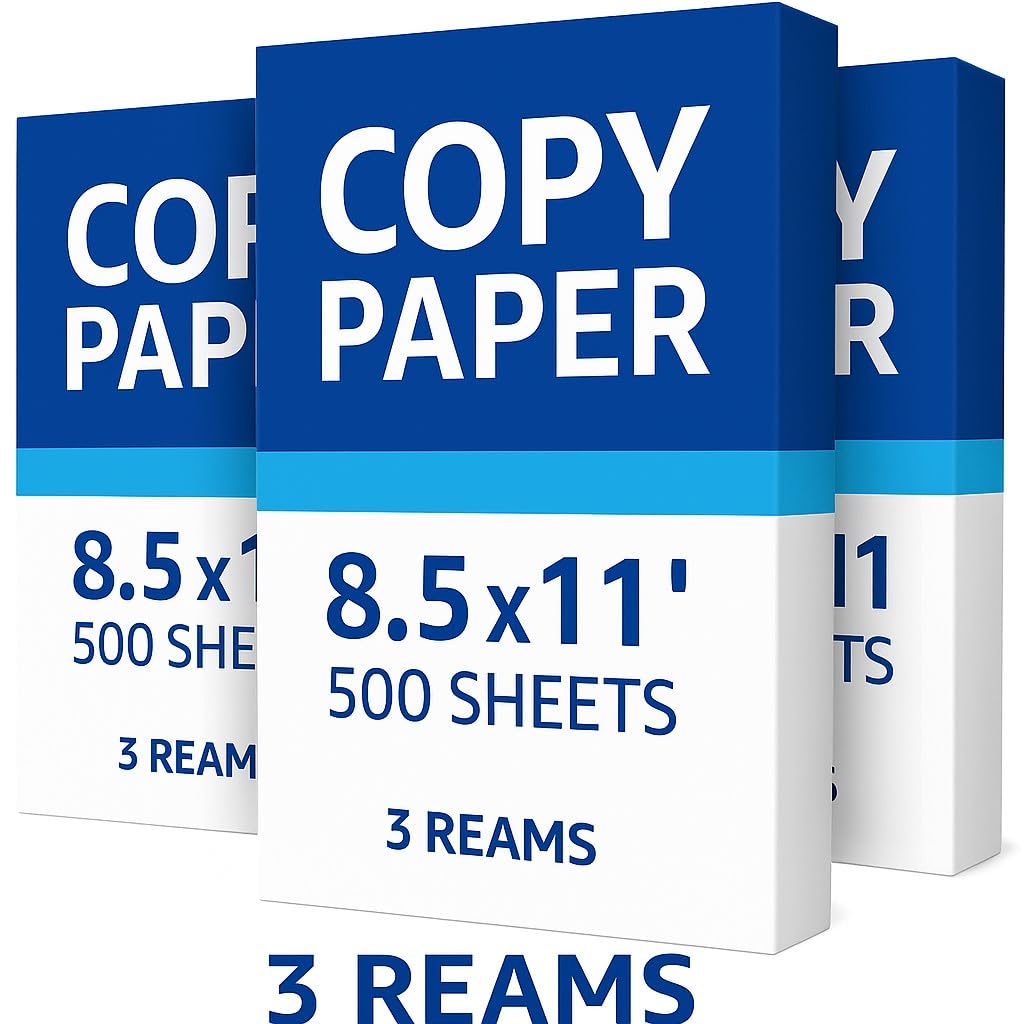 - Multipurpose Copy Paper, 3 Reams, 1,500 Sheets Total, Pack of 3, Very Bright White, Ships Fast