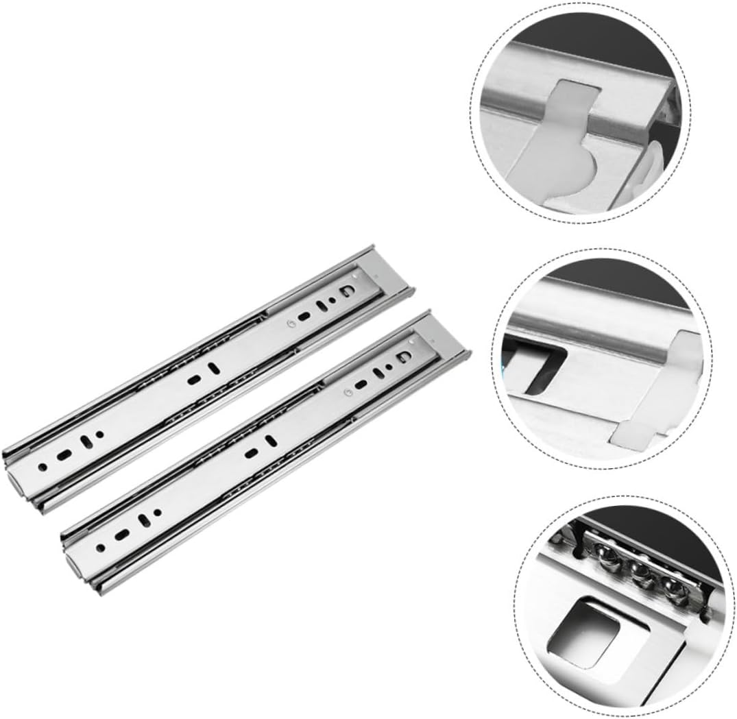 VILLCASE Stainless Steel Cabinet Drawer Slide Rail Silent Buffer Damping Rail Heavy-Duty Mute Track for Furniture Closet Extension with Solid Steel Ball Bearing