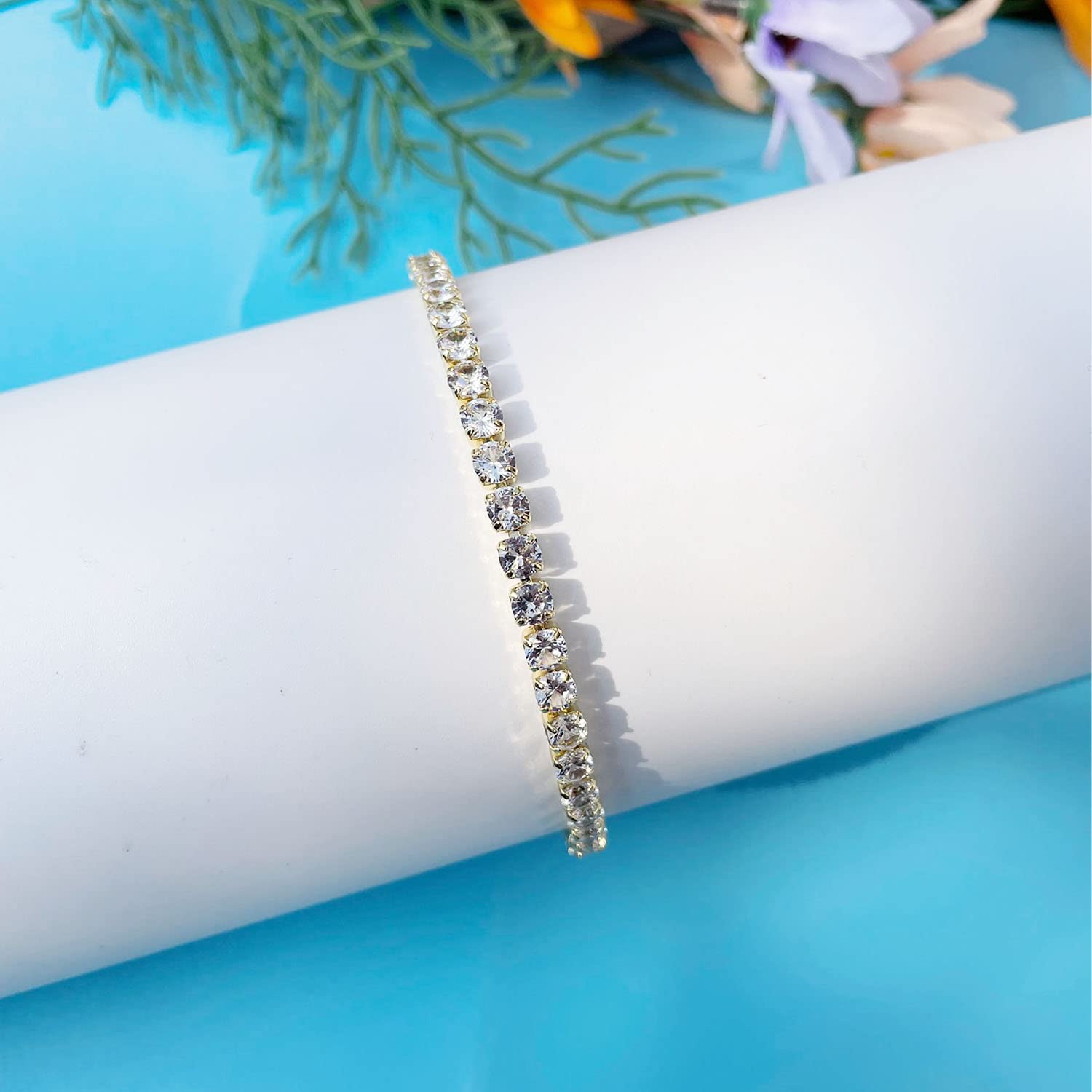 Wedity Classic Sparkling Tennis Bracciale Catena da polso in cristallo Accessori per mani regolabili Gioielli per donne Ragazze