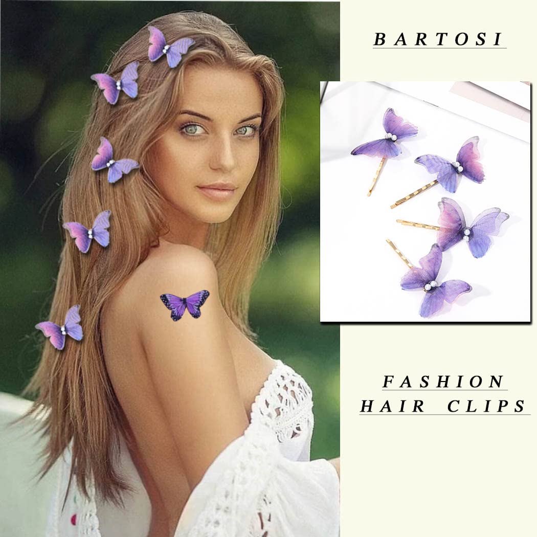 Pinzas para el cabello de mariposa moradas, lindas mariposas, accesorios para el cabello para mujeres y niñas (paquete de 4) 5