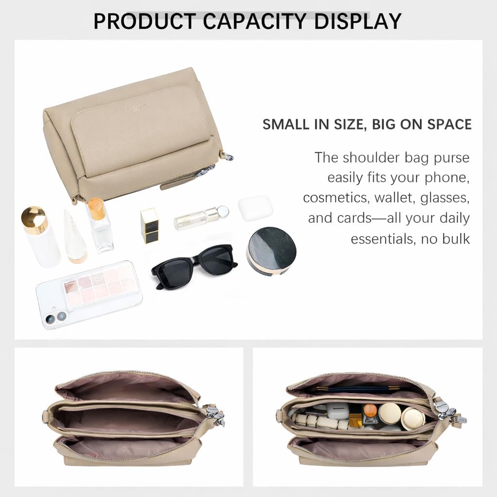 ALEX&MIA Women’s Shoulder Bag – Medium Crossbody Purse in Pebbled Vegan Leather with Two Detachable Straps