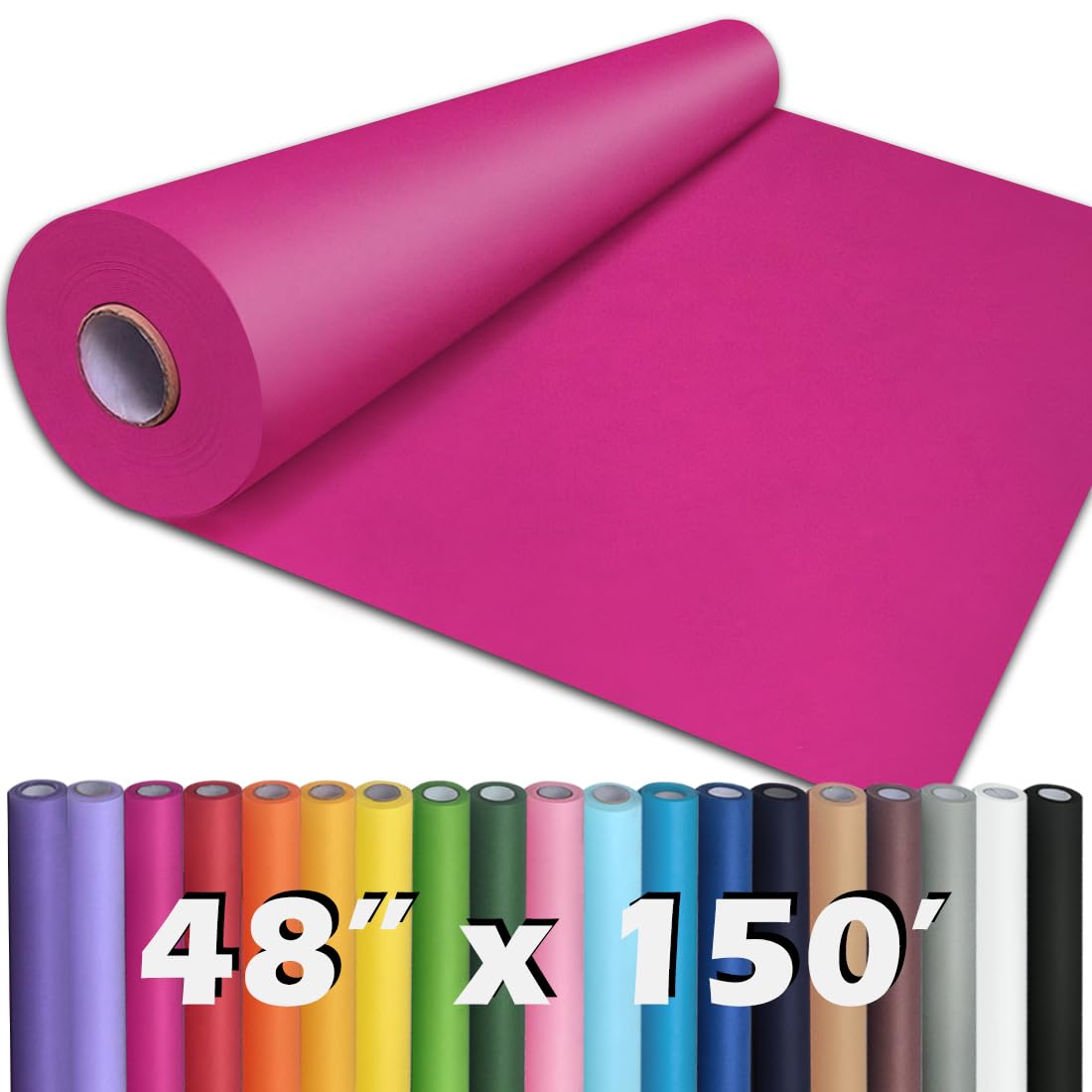 PerkHomy Rose Red Kraft Paper Roll 48" x 1,800" (150') for Gift Wrapping Bouquet Flower Art Painting Craft Writing Packaging Shipping 80GSM 55LB (Rose Red, 48" x 150')