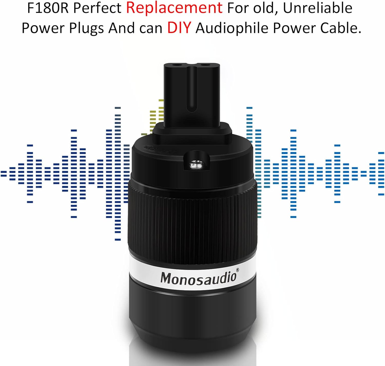 Monosaudio Audio Power Plug 4N Pure Copper IEC320-C7 Figure 8 Female 25A/250V Audio Power Cord IEC Connectors Replacement Plugs Audio Connector for DIY Audiophile Power Cable(Rhodium Plated)