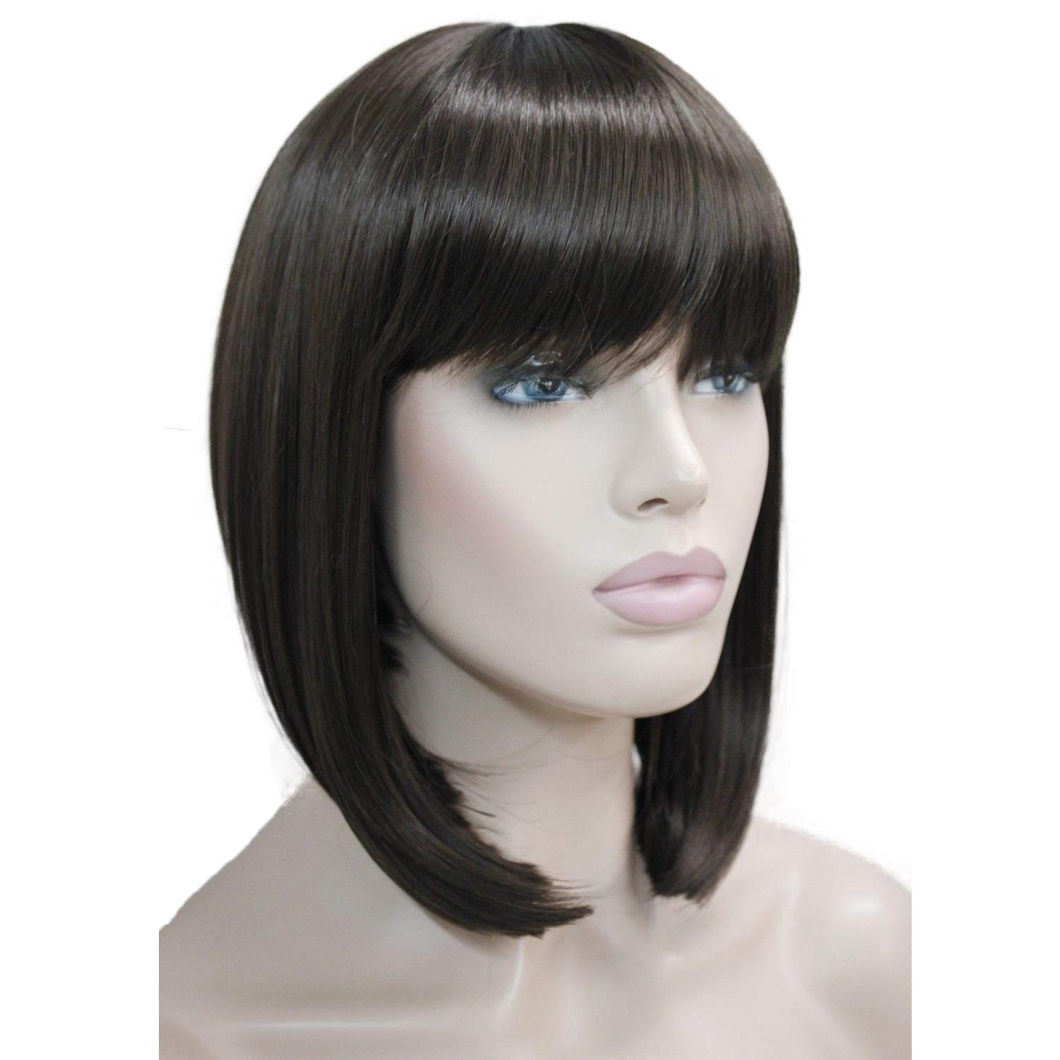 Lydell 10" Short Straight Bob Wigs No Part Full Synthetic Hair Wig (Chestnut Brown)