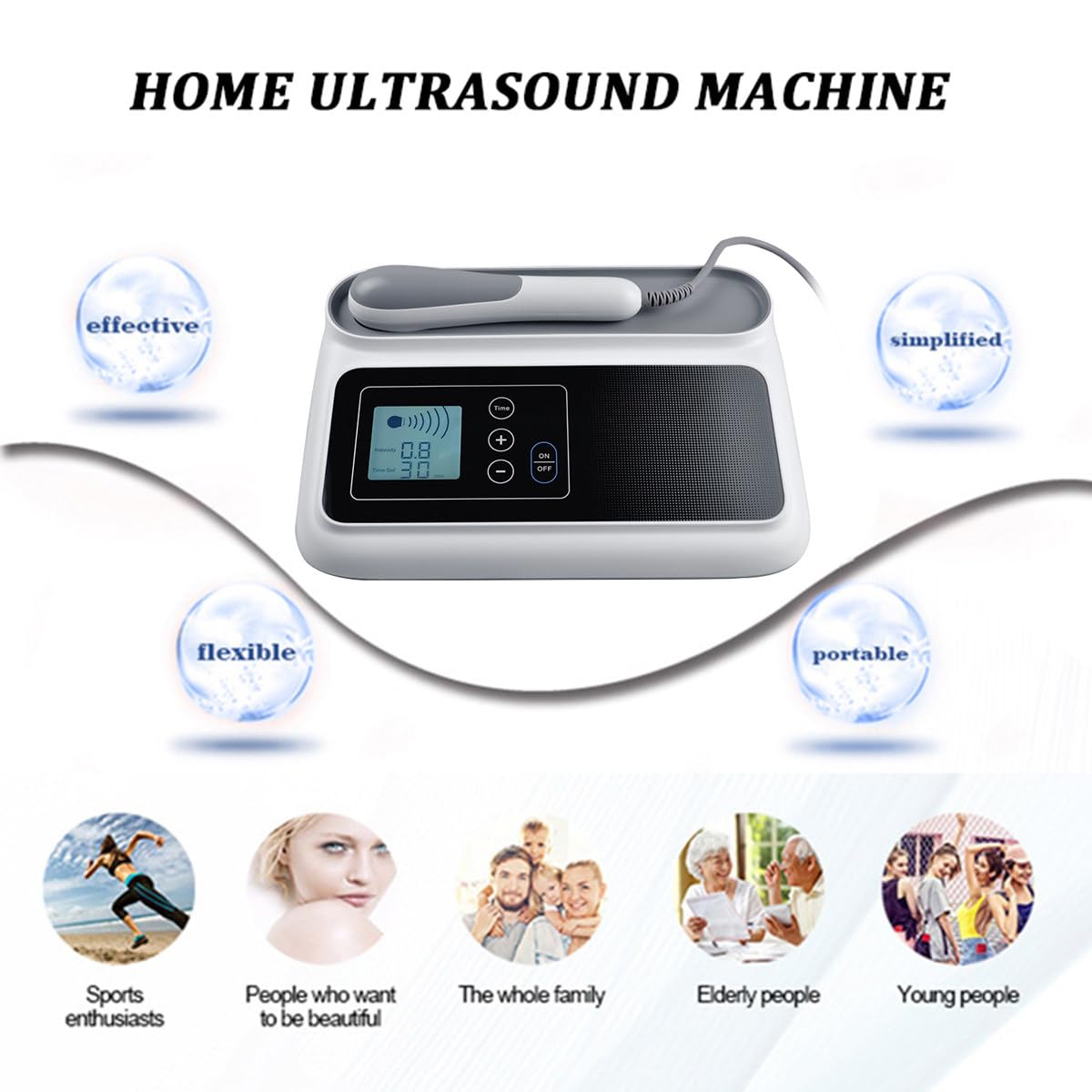 Dispositivo Portatile per Macchina ad ultrasuoni, Macchina per Terapia ad ultrasuoni per Ginocchia, Spalle, Braccia lombari, Collo, guarigione dei Tessuti Profondi e Sollievo dal Dolore,B