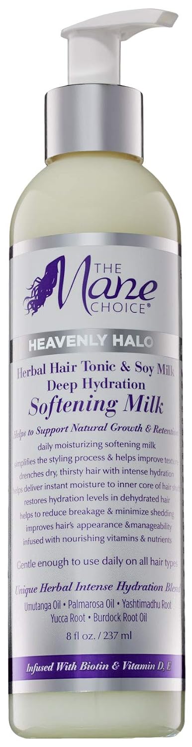The Mane Choice Heavenly Halo Herbal Hair Tonic & Soy Milk Deep Hydration Softening Milk, 8 Ounce