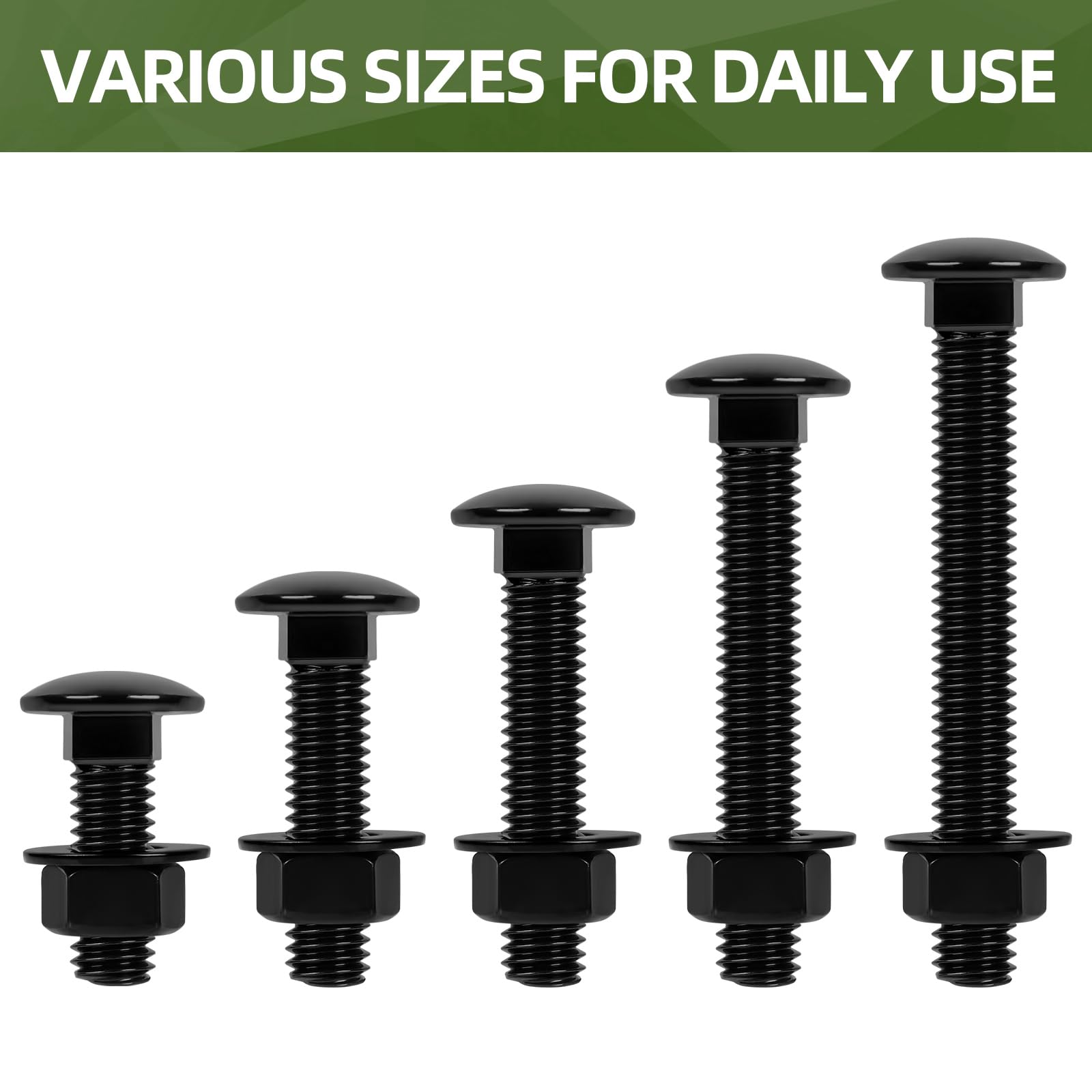 Carriage Bolts Kit - 15 Sets 1/4-20 -5 Carriage Bolts Kit - 15 Sets 1/4-20 -5