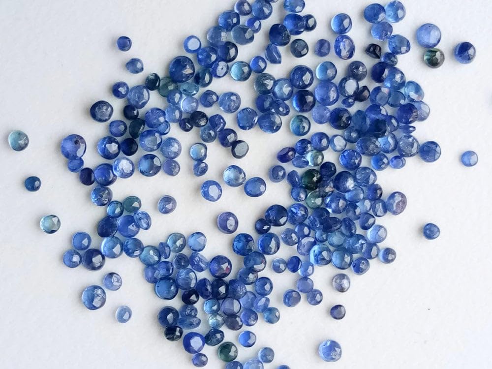 kamienie o szlifie niebieskim szafirem o średnicy 1–2,5 mm, Naturalny okrągły szlifowany szafirowy kamień, Okrągłe kamienie o szlifie szafirowym na biżuterię (opcje od 1 do 5 karnetów) - APH37