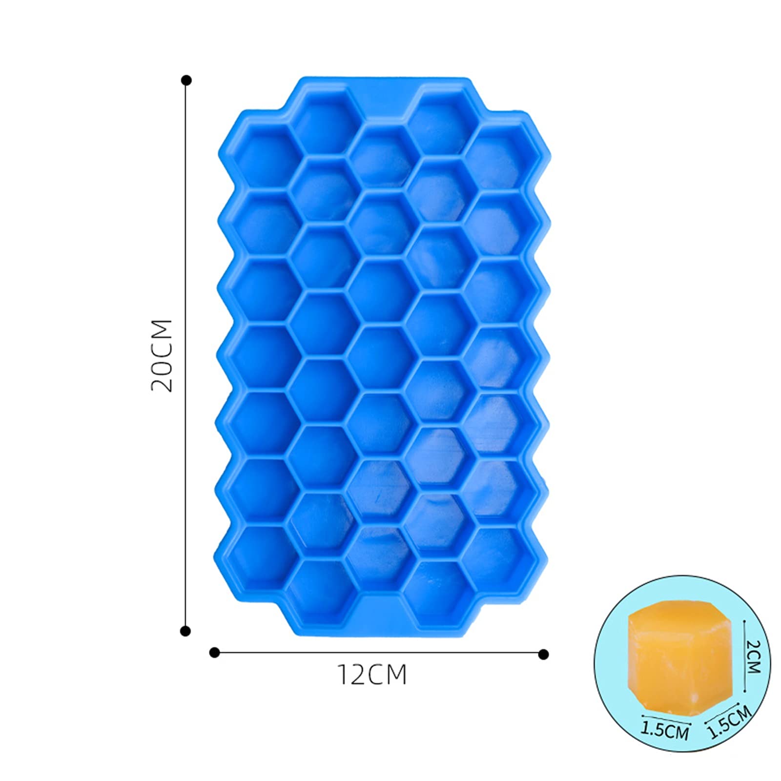 Silikon-Eiswürfelformen, 4 Stück, sechseckige Form mit Deckel für gekühlte Getränke, Whiskey, Cocktails, BPA-frei – Blaue Farbe