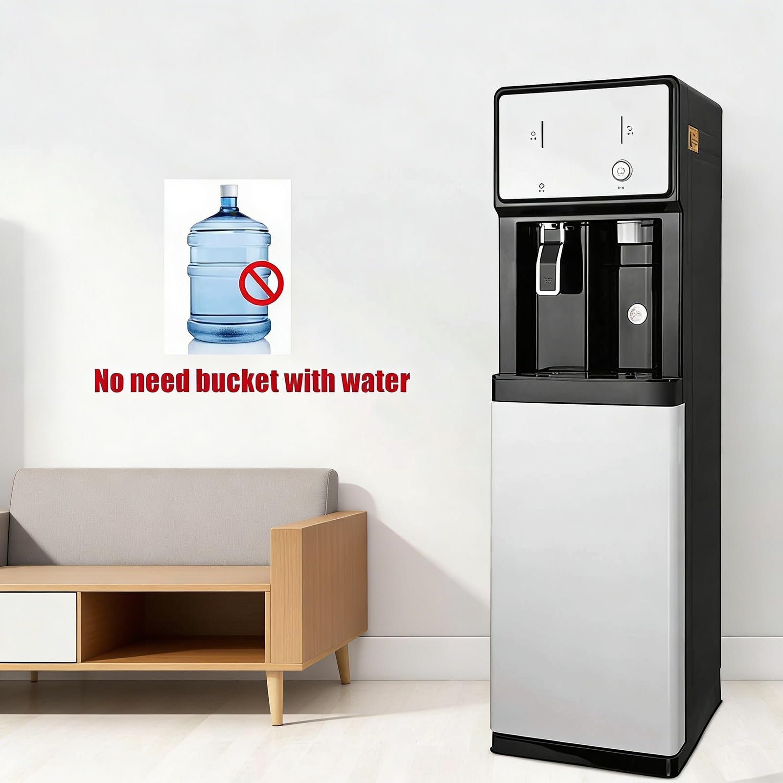 Standgerät Wasserspender, Direkttrinkwasserspender Wasser Spender Automat Chauffe En 3 Secondes 3 Niveaux De Température Kindersicherung Ideal Zuhause Und Büro Kaffee Tee Bar Oder Wohnheim