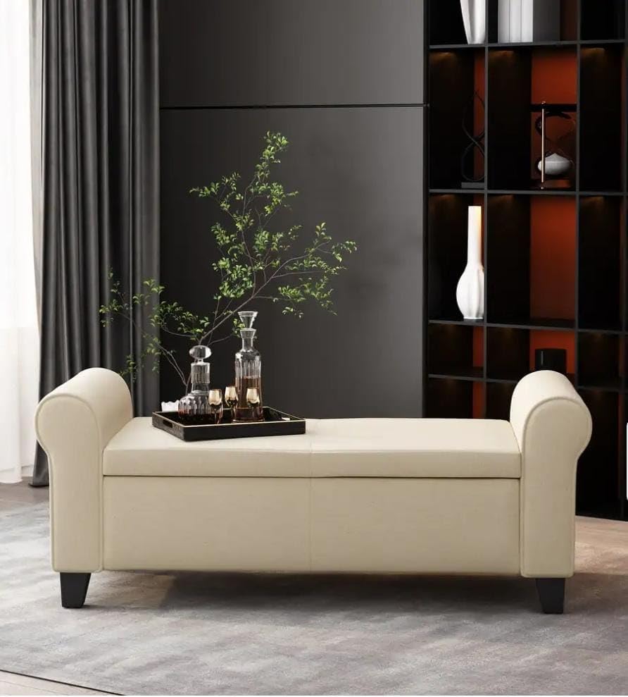 Image of Sofa Couch Poufffe Storage 50 inch Inches Ottoman Tufted roll arm Support Storage Bench Multipurpose Seater for Living Room Guest Room Office