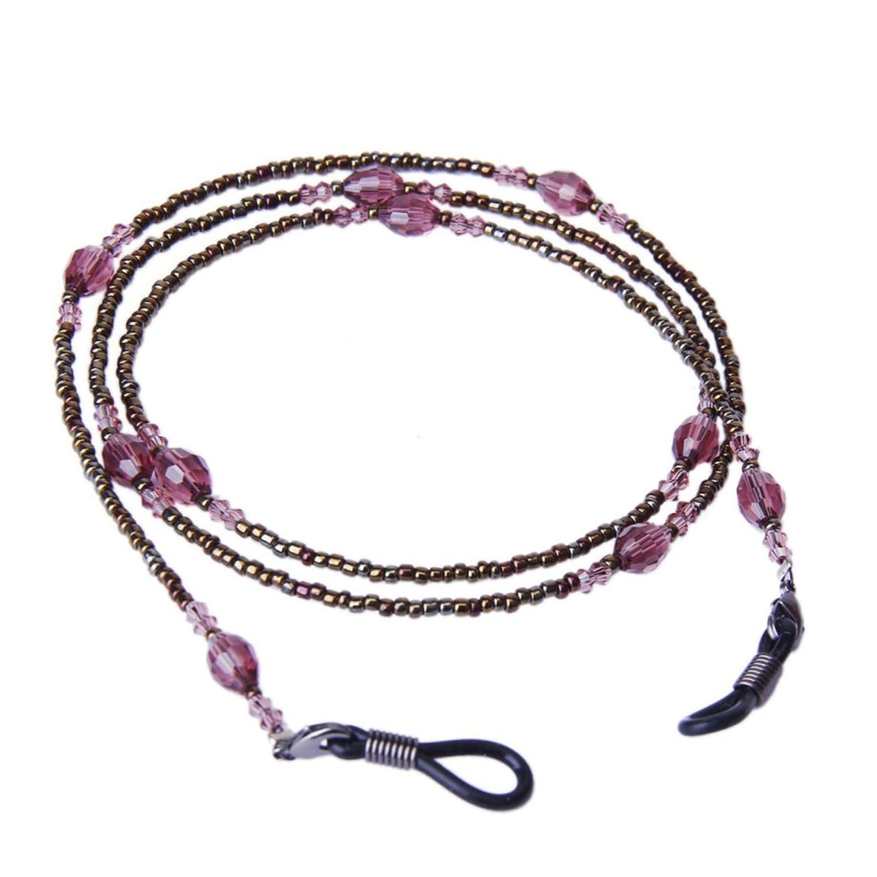 3piezas Cadena De Gafas Decorativa Bohemia Cuentas Moradas Sujeción Elegante y Accesorio De Moda Para Mujeres