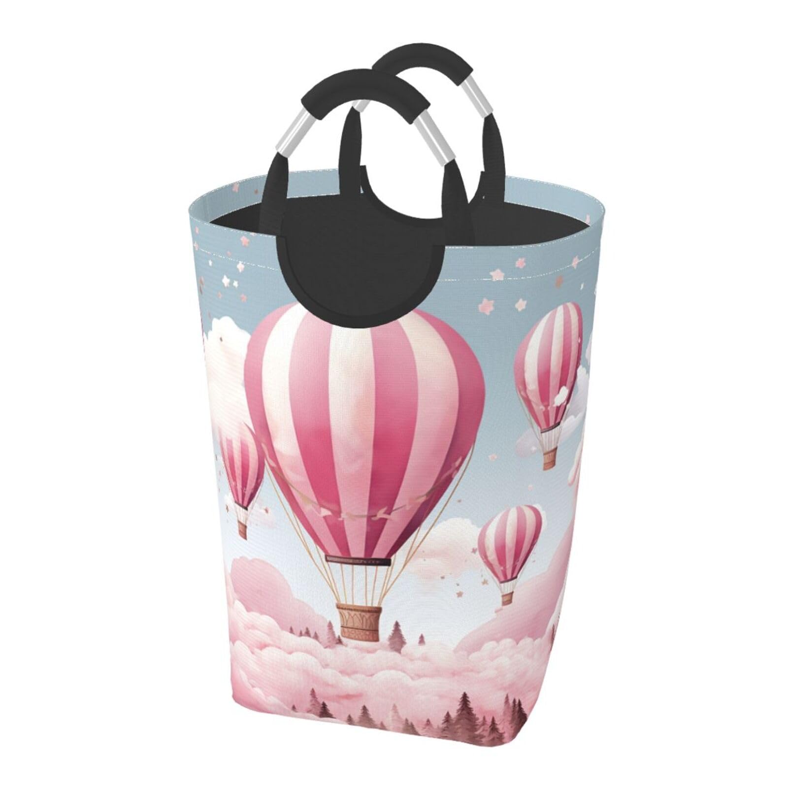 Panier à linge rose montgolfière pliable pour éviter le désordre en voyage