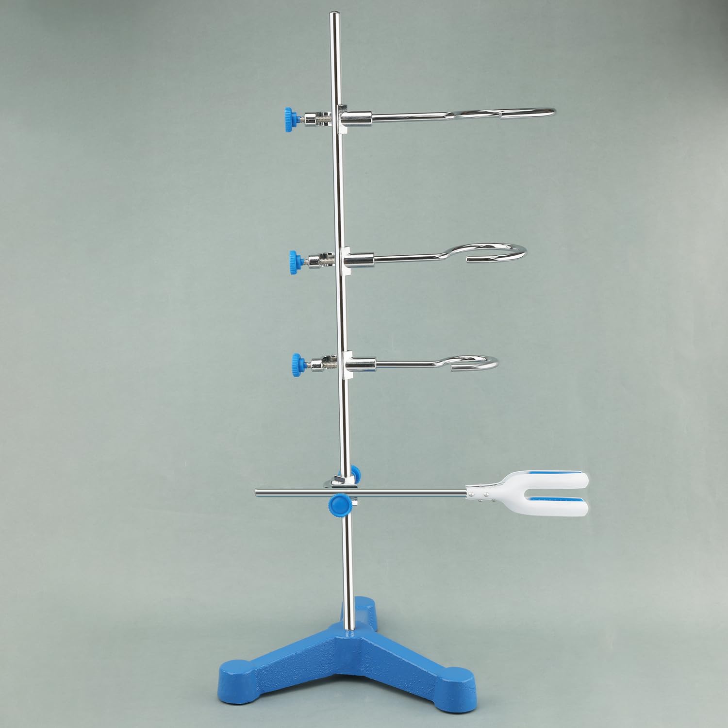 stonylab Juego de Soporte Tripode, Incluye Soporte Tripode, 1 Abrazadera de Cuatro Puntas, 1 Abrazadera Cruzada y 3 Anillos Abiertos con Tornillos, Acero Inoxidable y Plástico