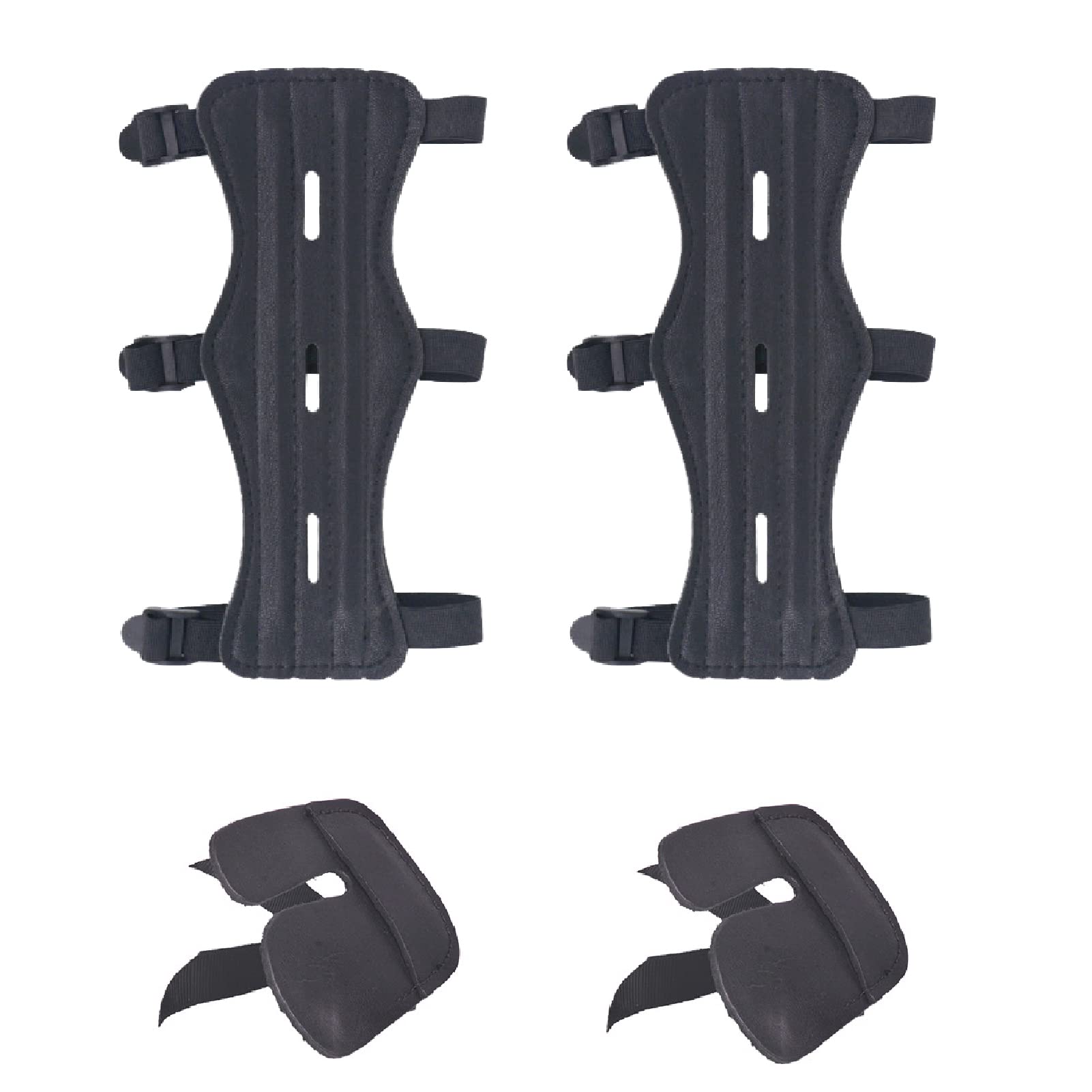 YAPJEB Archery Arm Guards Cowhide Leather Arm Guard 3-Strap Webbing Arm Protector with Finger Protection for Hunting Shooting