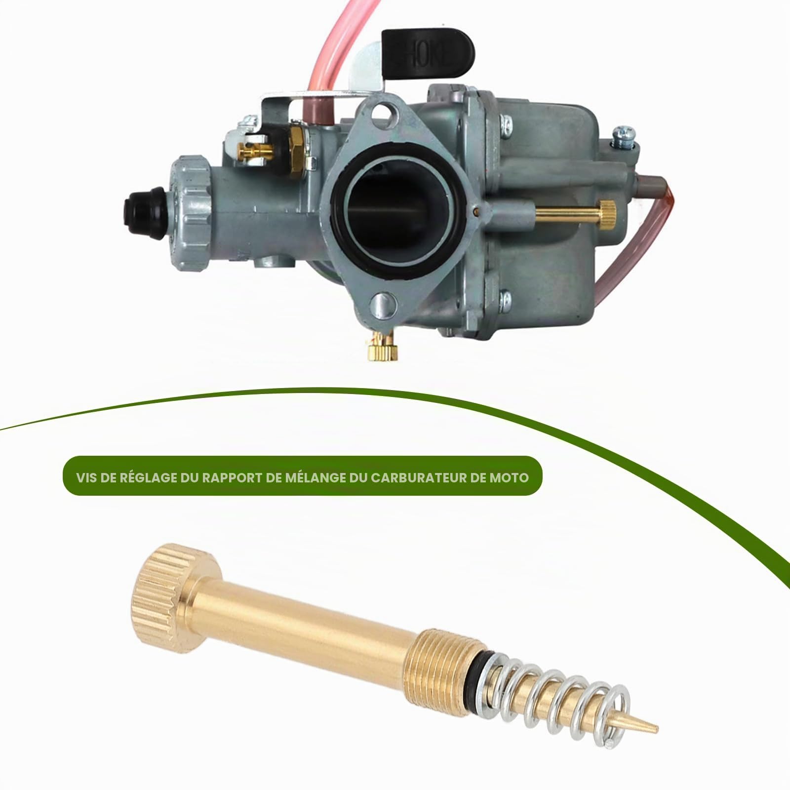 EMSea Lot de 2 Vis de Mélange Air-Carburant pour Carburateur Compatible avec Mikuni VM22 Compatible avec YBR 125 M6x0,5 Longueur 42 Mm pour Ateliers de Réparation de Motos Courses Ou Compétitions