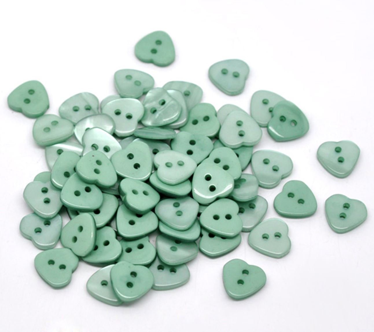 200 x Cyan 11mm x 12mm Heart Shape Buttons. for Clothes Knitting, Scrapbooking, etc.