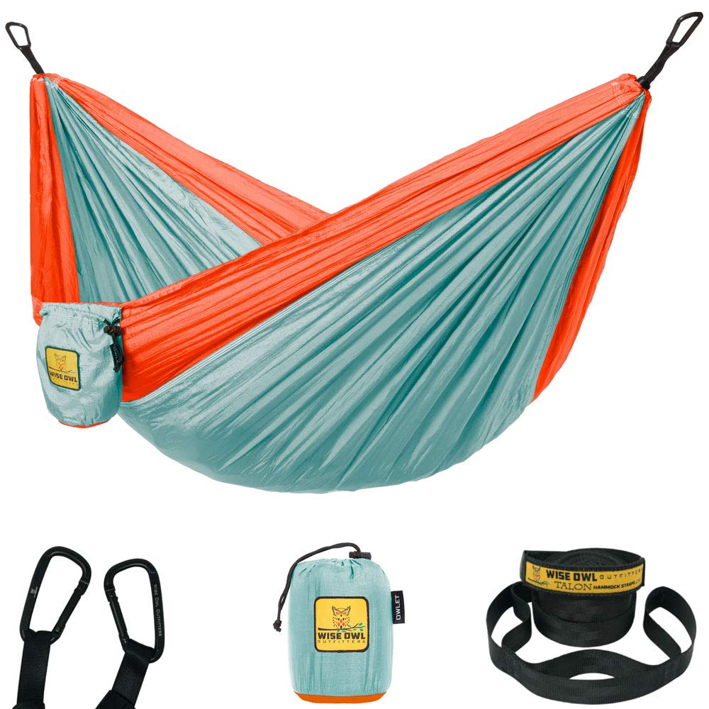 Wise Owl Outfitters Camping Hammock – up to 500lbs Portable Hammock with Tree Straps - Travel, Backpacking, Hiking, Outdoors Camping Gear - Single or Double