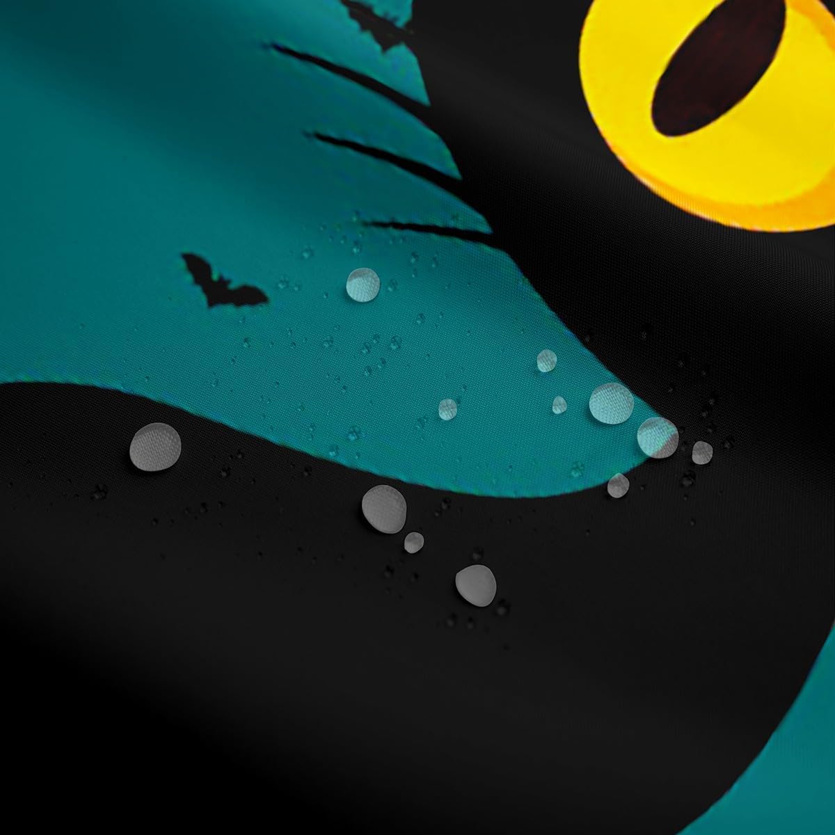 Erosebridal Teal Black Halloween 72" Wx72 L Shower Curtain Goth Damask Cat Bathroom Curtain Halloween Gothic Bathroom Accessories for Kids Adults Goth Floral Spider Bats Decor for Shower image 4