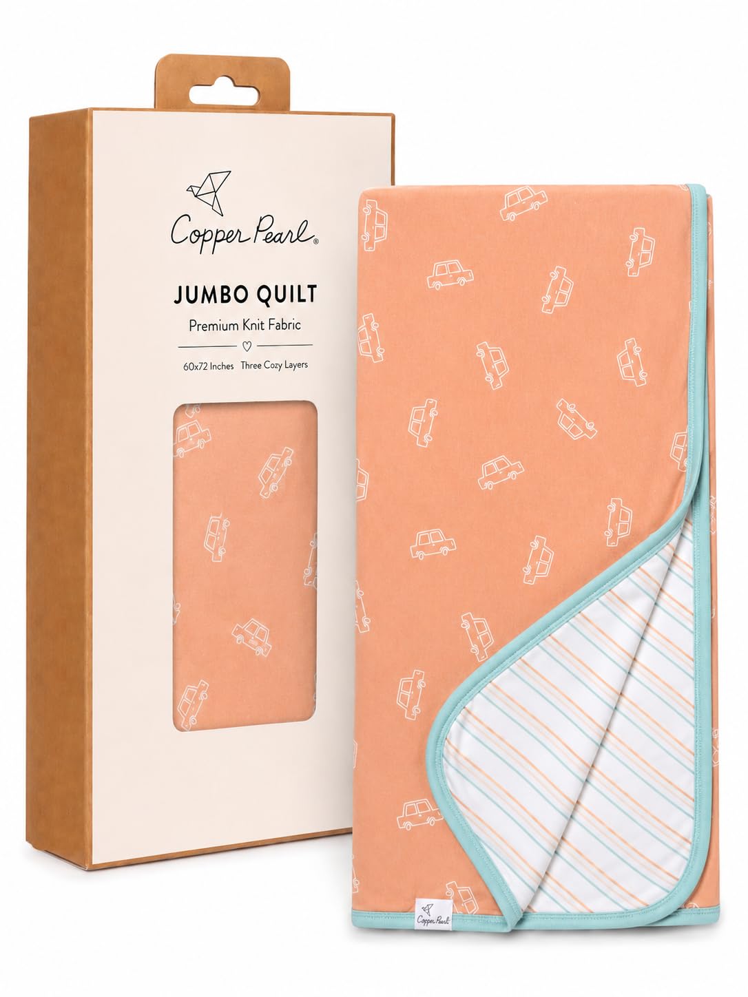 Copper Pearl Jumbo Three-Layer Baby Blanket: Soft Baby Quilts for Boys and Girls | Breathable, Cozy, Toddler Blanket | Baby Quilt for Newborns | 60x72 Premium Material | Cooper