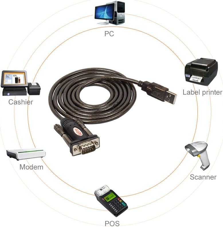 DB9 Serial Adapter, WEme USB to RS232 DB9 Serial Converter 9-Pin Male A Cable 1.5 Meters/5 Feet with Prolific PL2303 Chipset for Windows 10, 8.1, 8, 7, Vista, 2000, Linux, Mac OS X 10.6 and Above