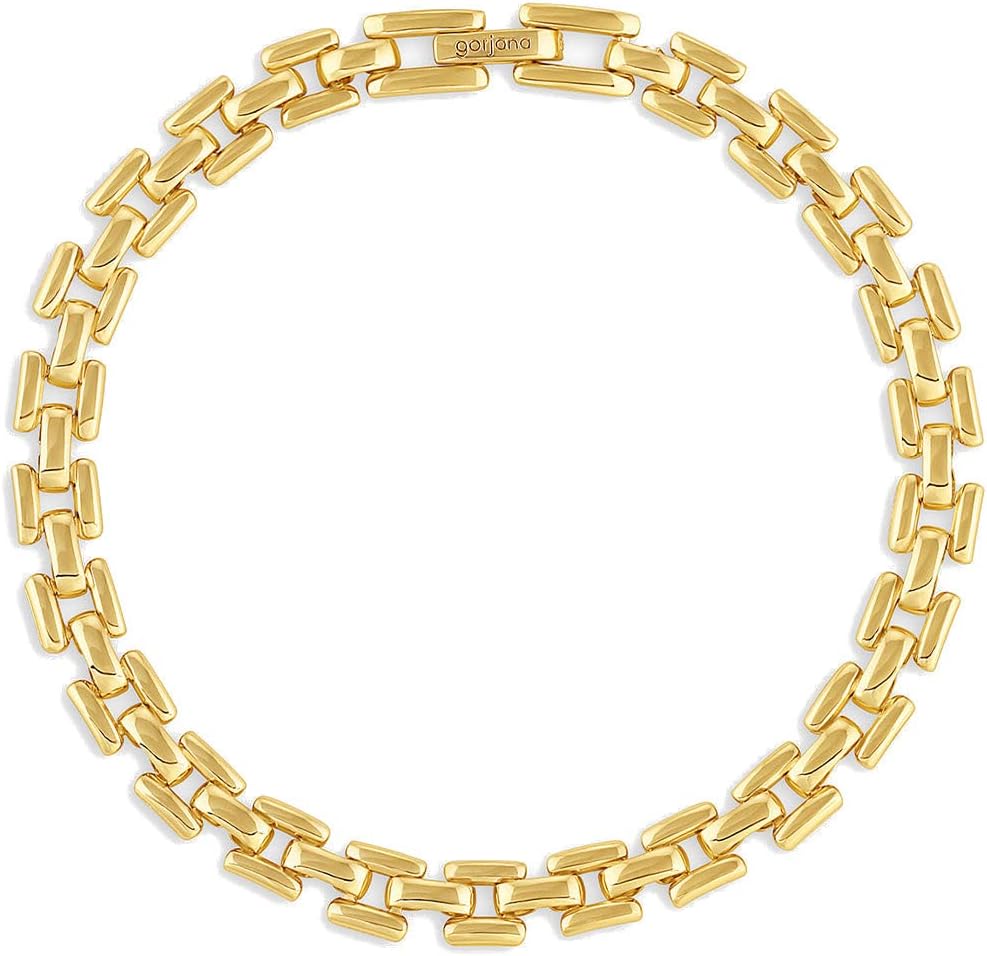 gorjana - Brooklyn Bracelet 7"-7 1/4" - 18k Gold Plated Brass - Textured Chain Links - Stylish Retro Design - Versatile Stacking, Lightweight Comfort