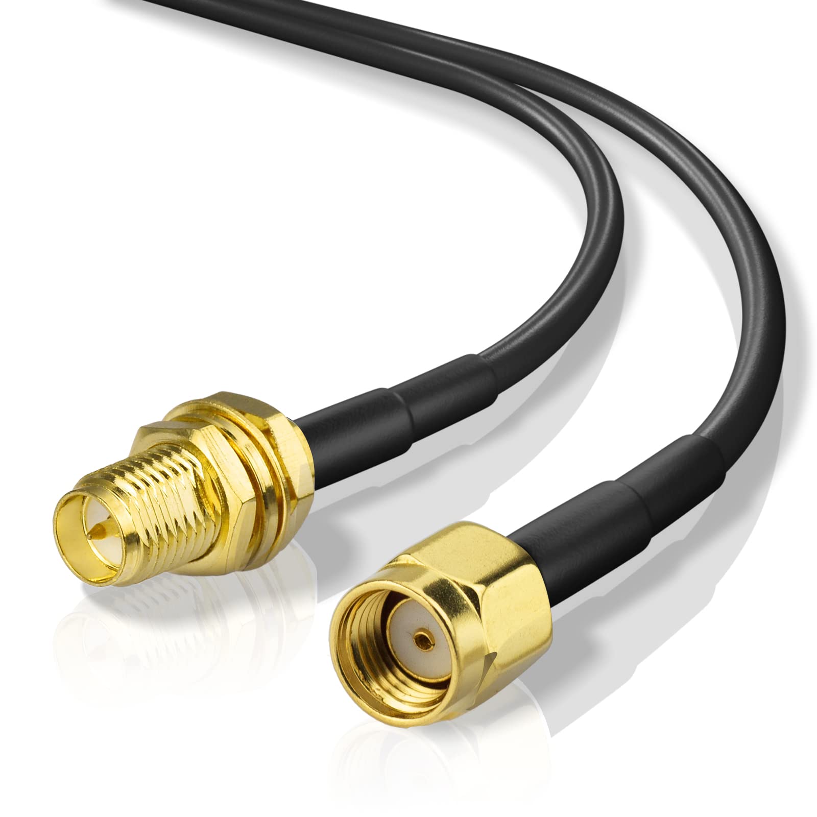 Yuslao WiFi Antenna Extension Cable 3ft RP-SMA Male to RP-SMA Female RG174 Coaxial Cable (2-Pack) for Desktop PC Wireless Mini PCI Express PCIE Network Card WiFi Router USB Adapter IP Security Camera