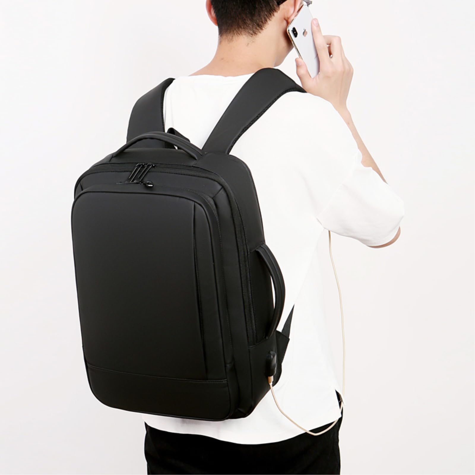 Zaino da Viaggio 1pcs Espandibile, Uomo Casual per Affari, Tessuto Impermeabile, Adatto I Pendolari Giornalieri-Black