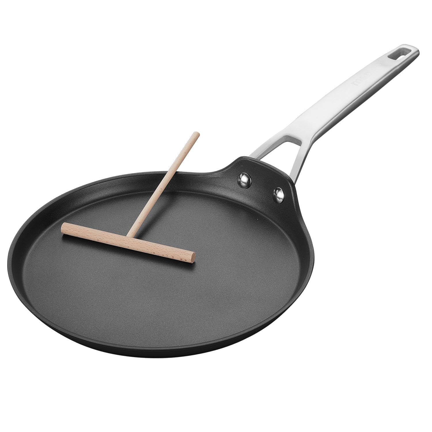 MSMK 24cm Non-Stick Crepe Pan with Wooden Spreader, Dosa Pan Die-cast Auluminium Pancake Pan with Stainless Steel Stay-Cool Handle,Induction Compatible, PFOA Free — image 1