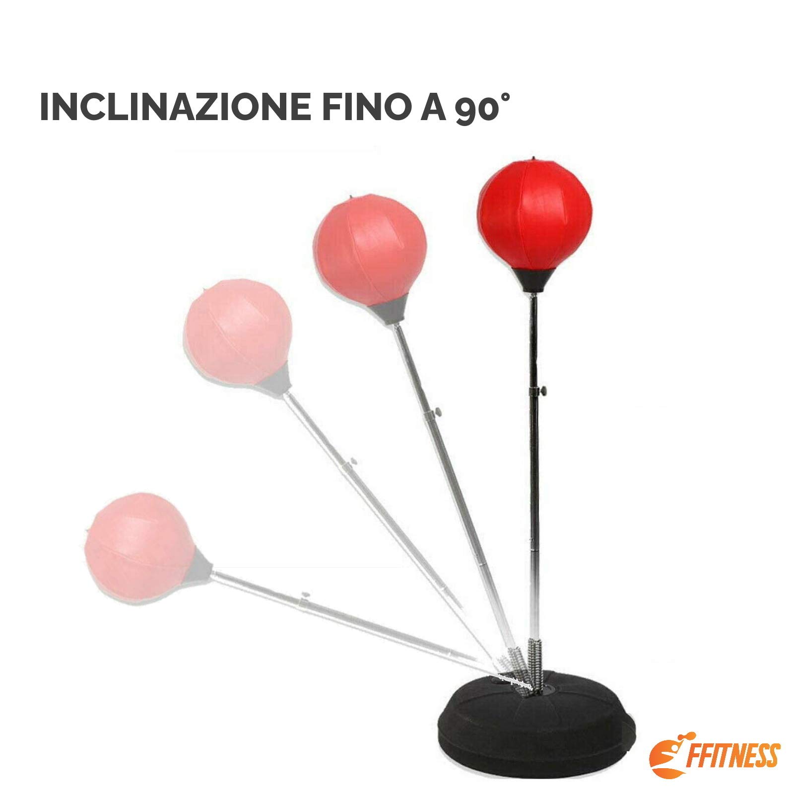 FFitness PUNCHING BALL BAMBINI ADOLESCENTI CON BASE RIEMPIBILE E ASTA REGOLABILE | SACCO BOXE PUGILATO ALLENAMENTO