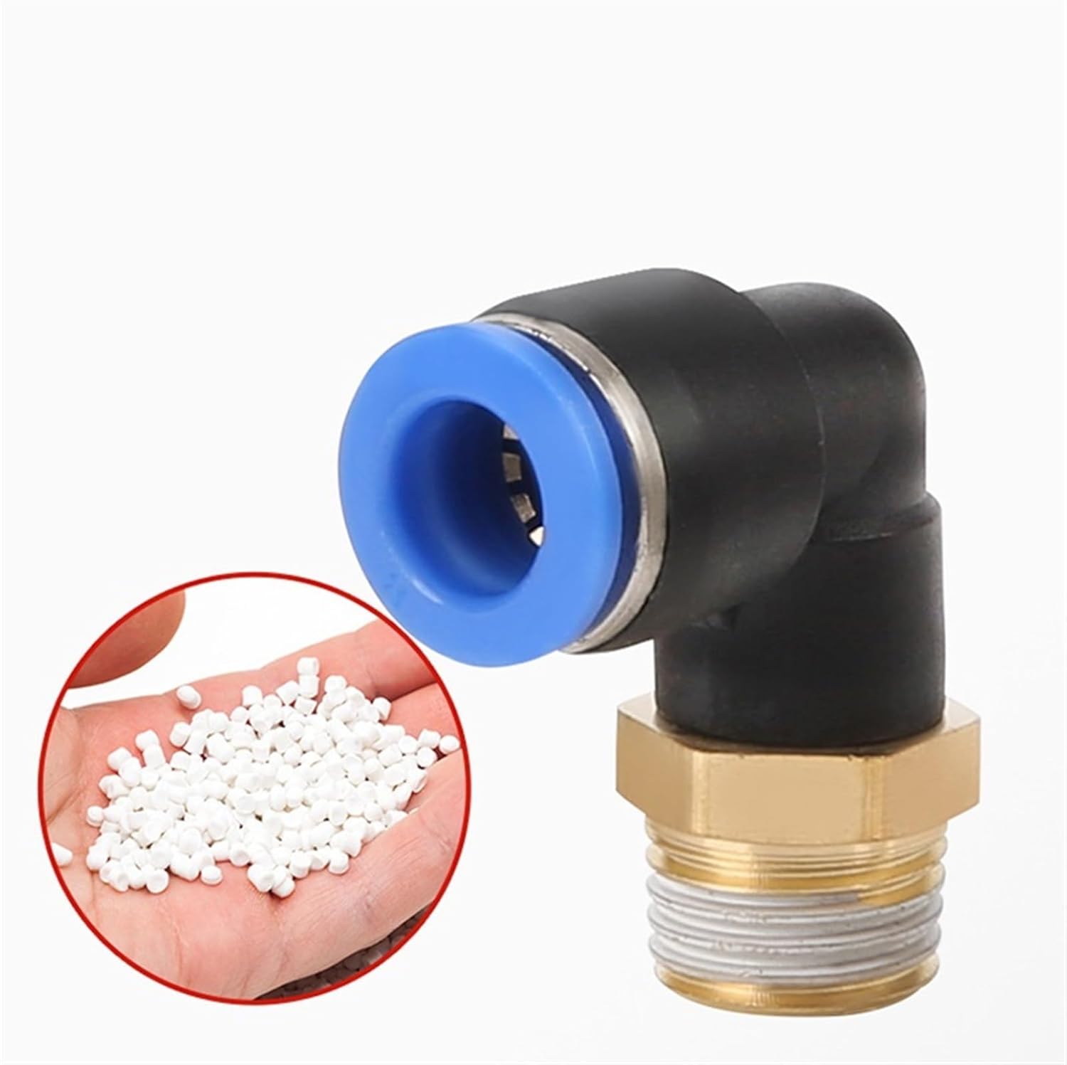 Tracheal joint pl8-02 pneumatic quick connector 6-01 external thread right angle elbow quick plug connector plastic butt(Blue PL 16-06)