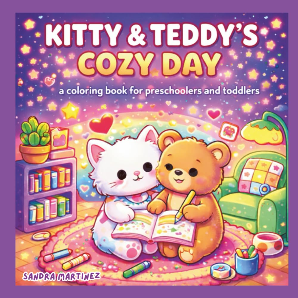 Kitty & Teddy’s Cozy Day: Coloring book for Toddlers and Preschoolers