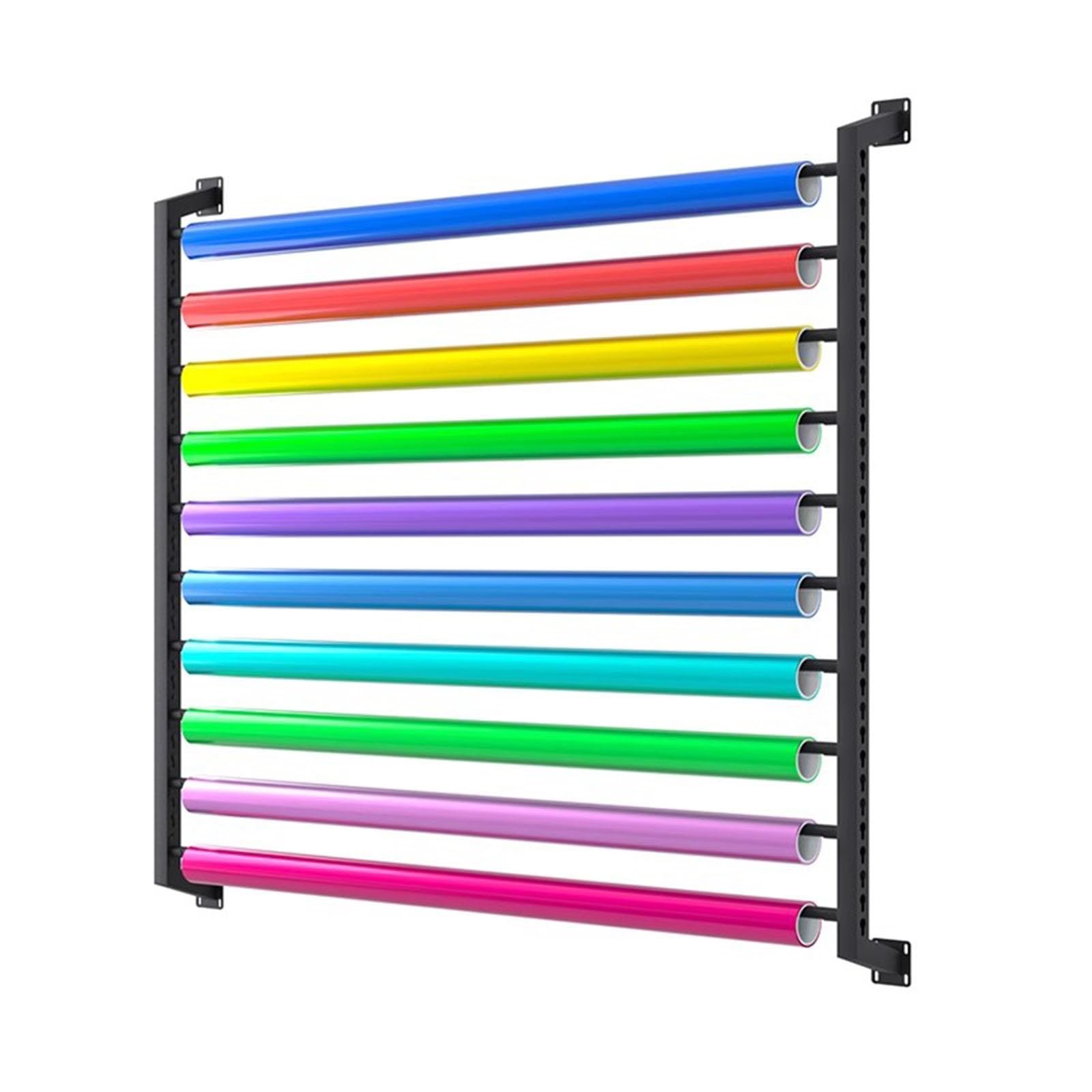 Portaoggetti in tessuto, supporto in metallo per vinile, carta da parati, forniture artigianali, asta per appendere regolabile, 12 aste, organizer