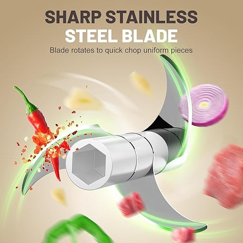 Miniatura 5 de Picadora eléctrica de ajo, 8.5 fl oz, portátil e inalámbrico, mini procesador de alimentos, licuadora de verduras recargable por USB para nueces,