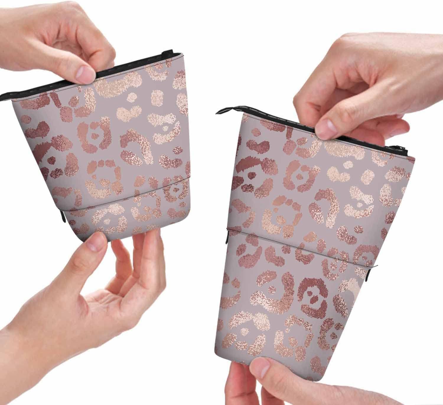 Swono Leopard Skin Pencil Holder Elegant Texture Foil Effect Stand Up Pencil Case Organizer Pencil Pouch Makeup Bag Gift Rose Gold Swono Leopard Skin Pencil Holder Elegant Texture Foil Effect Stand Up Pencil Case Organizer Pencil Pouch Makeup Bag Gift Rose Gold