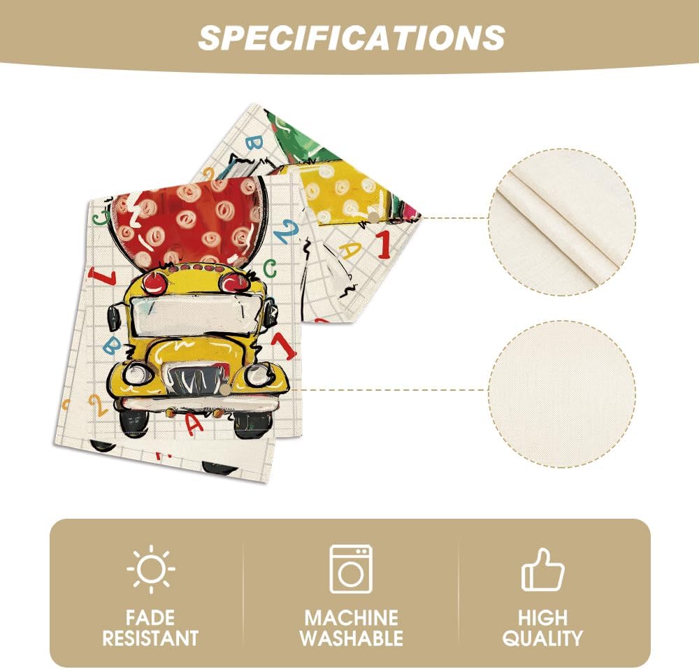 Artoid Mode School Bus Pencil Book Back to School Table Runner 13x72 Inch image 5